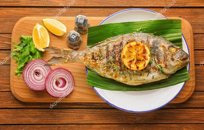 Grilled Whole Fish on Banana Leaf